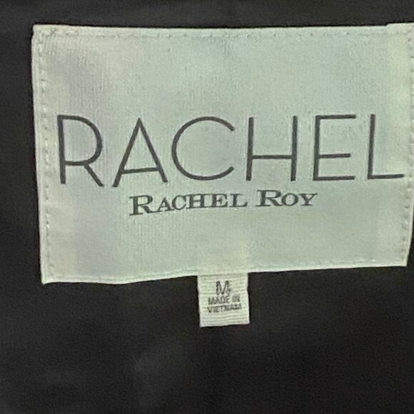 Rachel Roy Jacket Blazer M Combo Asymmetrical Vegan Suede Moto Style Biker - Picture 3 of 7